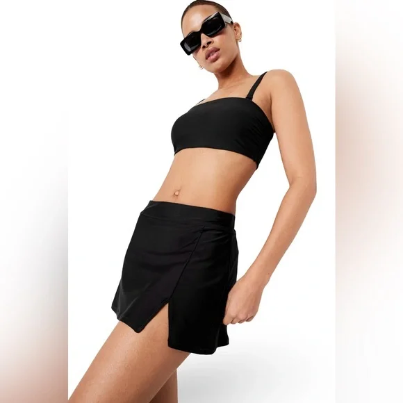 NWTS💓OLD NAVY XL💓BLACK MATTE LONGLINE BIKINI TOP MATCHING SWIM SKIRT SET BUNDLE - Picture 10 of 12